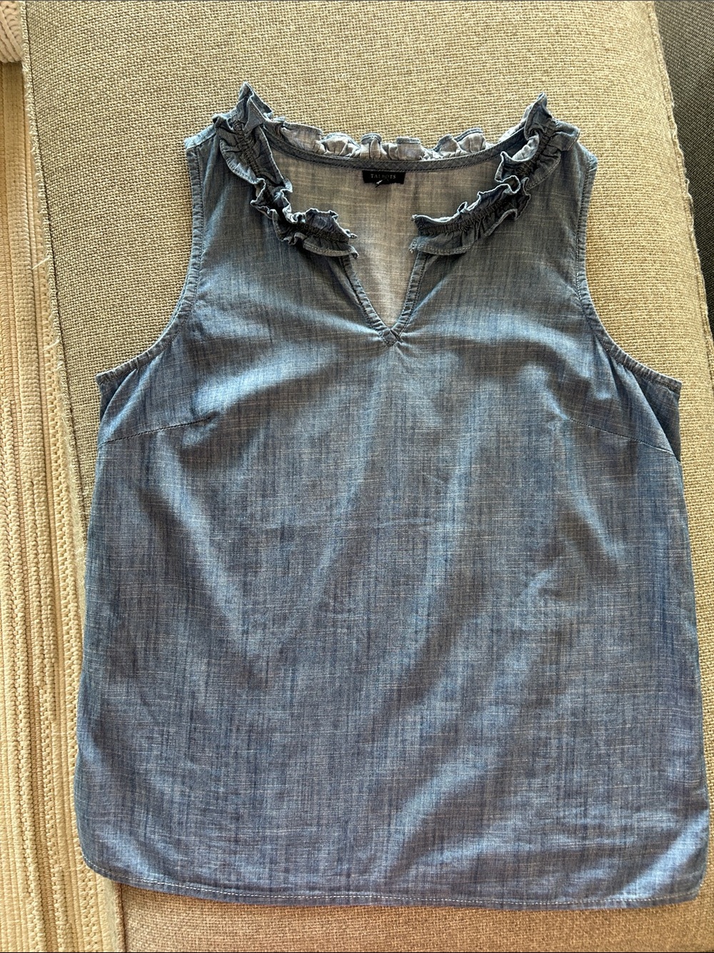 Talbots Denim-Style Ruffle Trim Sleeveless Camisole - Blue